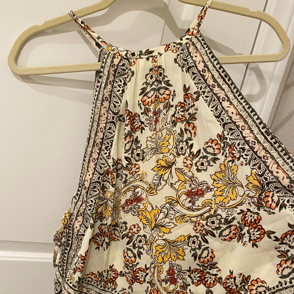 Free People Bandana Style Paisley Top with Lace Up detail on the side
